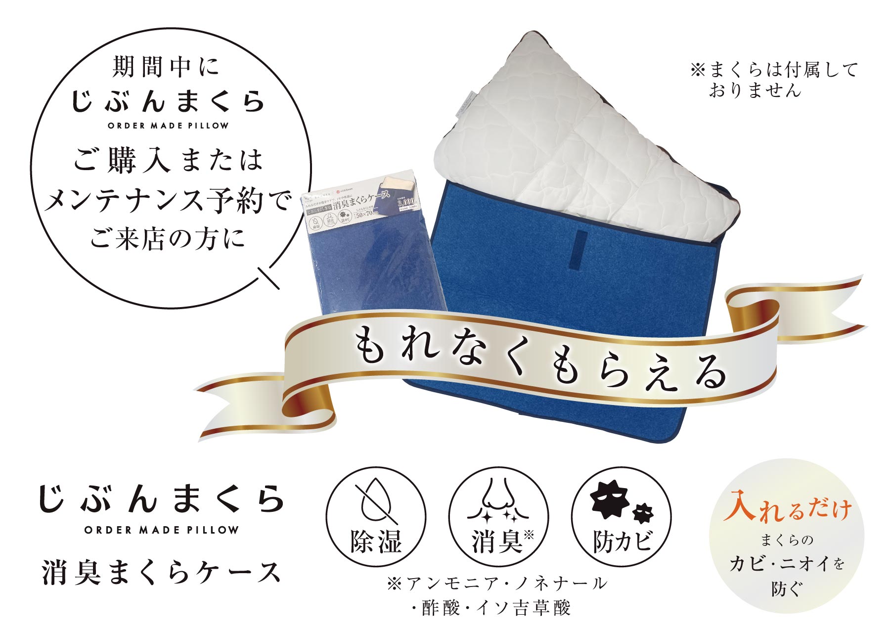 枕を入れるだけで臭いやカビを防ぐじぶんまくら消臭ケース